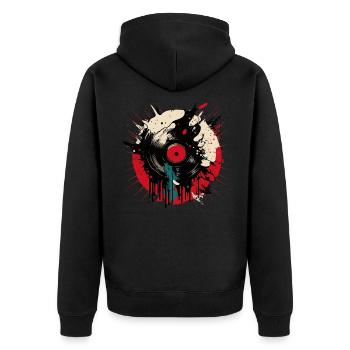 vinyl love - Unisex Premium Bio Zip Hoodie - Schwarz - Hinten - Nico (187cm)