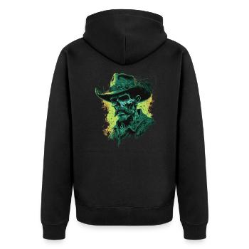 Untoter Cowboy - Unisex Premium Bio Zip Hoodie - Schwarz - Hinten - Nico (187cm)