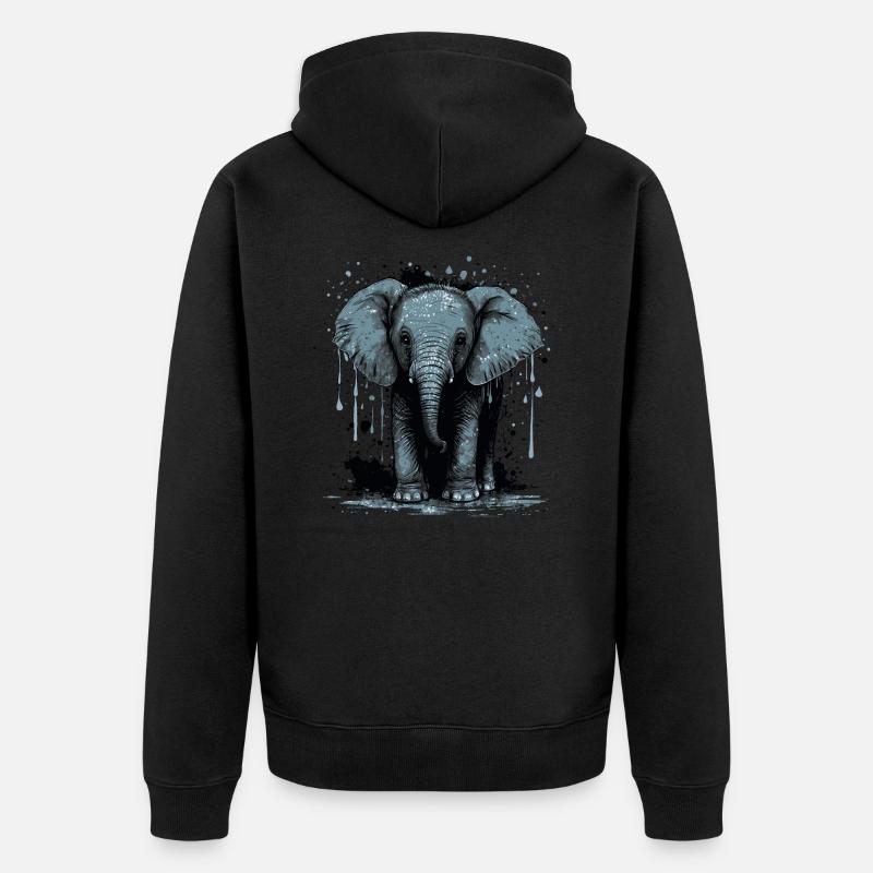 Mignon bébé éléphant - Veste à capuche bio Premium Unisexe - noir