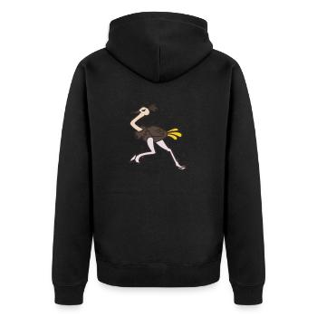 Strauß rennt Laufvogel Savanne - Unisex Premium Bio Zip Hoodie - Schwarz - Hinten - Nico (187cm)