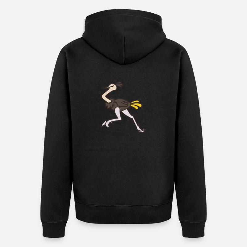 Strauß rennt Laufvogel Savanne - Unisex Premium Bio Zip Hoodie - Schwarz