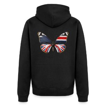 Design für Liebhaber der Großbritannien-Flagge - Unisex Premium Bio Zip Hoodie - Schwarz - Hinten - Nico (187cm)