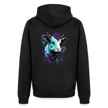 Une drôle de vache bizarre - Veste à capuche bio Premium Unisexe - noir - Dos - Nico (187cm)