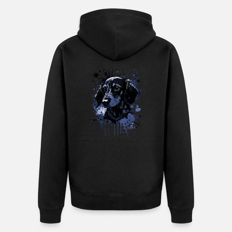 Chiot teckel - Veste à capuche bio Premium Unisexe - noir