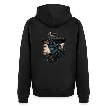 Zombie Cowboy - Unisex Premium Bio Zip Hoodie - Schwarz - Hinten - Nico (187cm)
