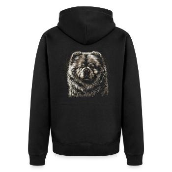 Chow Chow Hund - Unisex Premium Bio Zip Hoodie - Schwarz - Hinten - Nico (187cm)