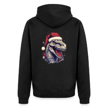 T-Rex avec chapeau de Père Noël - Veste à capuche bio Premium Unisexe - noir - Dos - Nico (187cm)