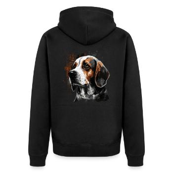 Beagle Hund - Unisex Premium Bio Zip Hoodie - Schwarz - Hinten - Nico (187cm)