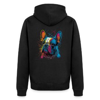 Bouledogue français - Veste à capuche bio Premium Unisexe - noir - Dos - Nico (187cm)