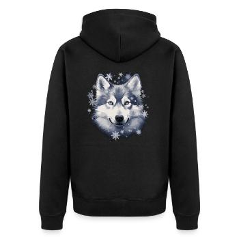Chien husky et flocons de neige - Veste à capuche bio Premium Unisexe - noir - Dos - Nico (187cm)