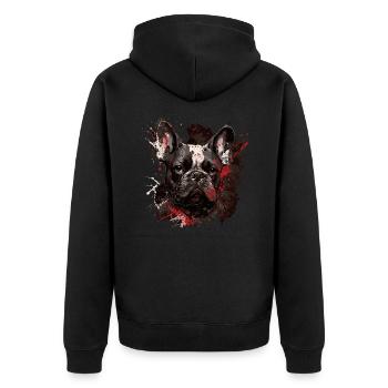Französische Bulldogge - Unisex Premium Bio Zip Hoodie - Schwarz - Hinten - Nico (187cm)