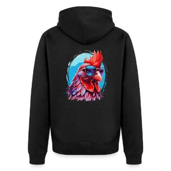 Drôle de poulet avec des lunettes de soleil - Veste à capuche bio Premium Unisexe - noir - Dos - Nico (187cm)