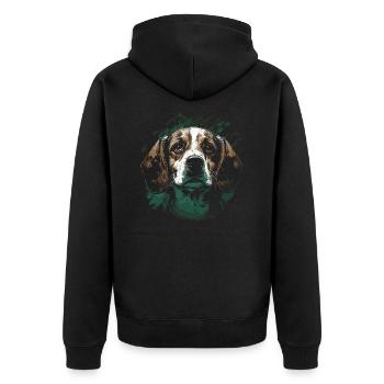 Beagle Hund - Unisex Premium Bio Zip Hoodie - Schwarz - Hinten - Nico (187cm)