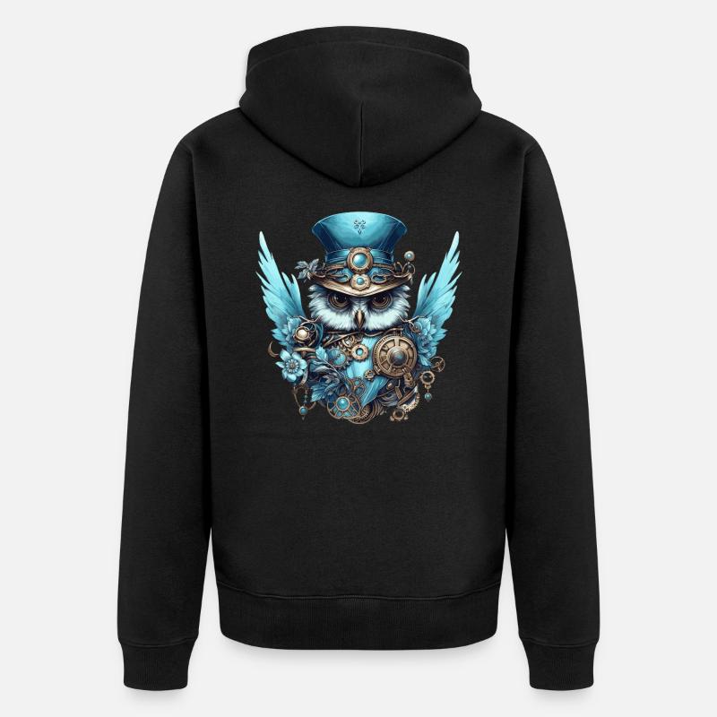 Chouette Steampunk cool - Veste à capuche bio Premium Unisexe - noir