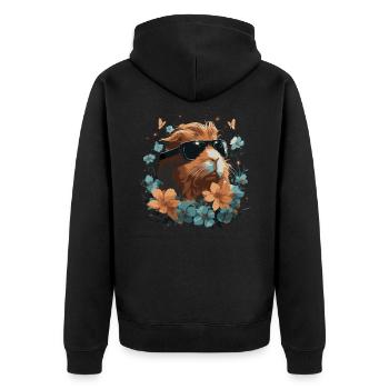 Cochons d’Inde et fleurs - Veste à capuche bio Premium Unisexe - noir - Dos - Nico (187cm)