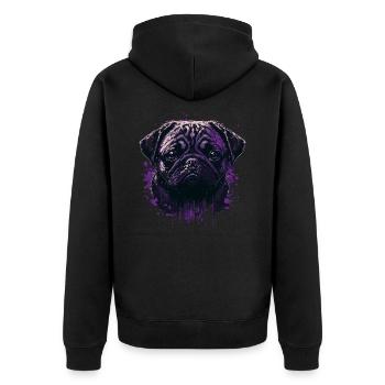 Creepy Pug - Unisex Premium Organic Zip Hoodie - black - Back - Nico (187cm)