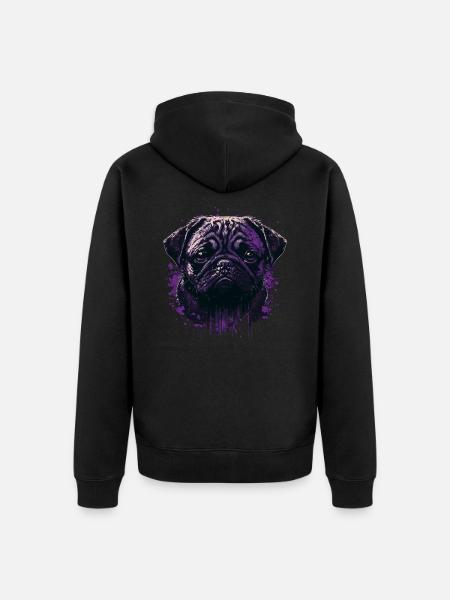 Creepy Pug - Unisex Premium Organic Zip Hoodie - black