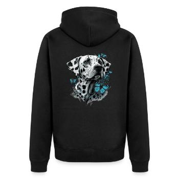 Dalmatians and butterflies - Unisex Premium Organic Zip Hoodie - black - Back - Nico (187cm)