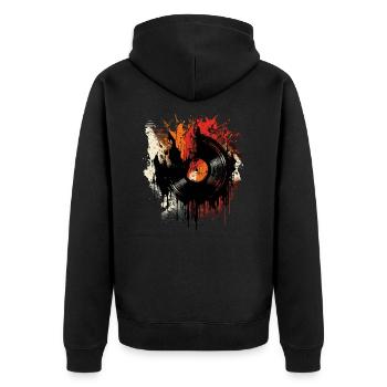 Schallplatten Liebe - Unisex Premium Bio Zip Hoodie - Schwarz - Hinten - Nico (187cm)