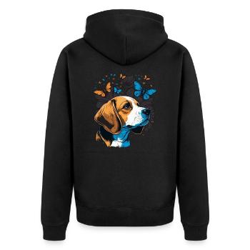 Beagle Hund Schmetterling - Unisex Premium Bio Zip Hoodie - Schwarz - Hinten - Nico (187cm)