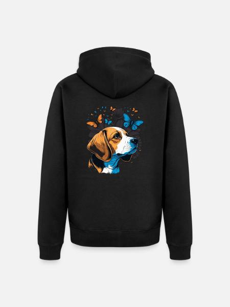Beagle Dog Butterfly - Unisex Premium Organic Zip Hoodie - black