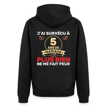 5 Ans De Mariage Noces De Coton Cadeau Mari 5eme - Veste à capuche bio Premium Unisexe - noir - Dos - Nico (187cm)
