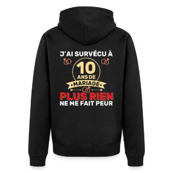 10 Ans De Mariage Noces De Coton Cadeau Mari 10eme - Veste à capuche bio Premium Unisexe - noir - Dos - Nico (187cm)