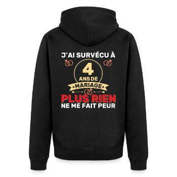 4 Ans De Mariage Noces De Coton Cadeau Mari 4eme - Veste à capuche bio Premium Unisexe - noir - Dos - Nico (187cm)
