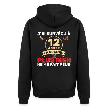 12 Ans De Mariage Noces De Coton Cadeau Mari 12eme - Veste à capuche bio Premium Unisexe - noir - Dos - Nico (187cm)