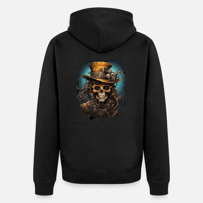 Crâne de zombie steampunk - Veste à capuche bio Premium Unisexe - noir