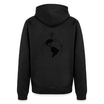 Planète Terre avec un arbre que la nature laisse - Veste à capuche bio Premium Unisexe - noir - Dos - Nico (187cm)