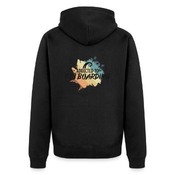 Addicted to Flyboarding Wassersport - Unisex Premium Bio Zip Hoodie - Schwarz - Hinten - Nico (187cm)