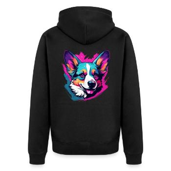 Corgi gallois - Veste à capuche bio Premium Unisexe - noir - Dos - Nico (187cm)