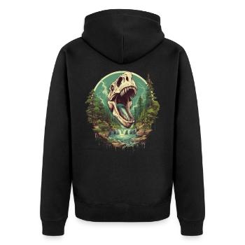 Dinosaur Dinosaur Fossil Carnivor T-Rex - Unisex Premium Organic Zip Hoodie - black - Back - Nico (187cm)