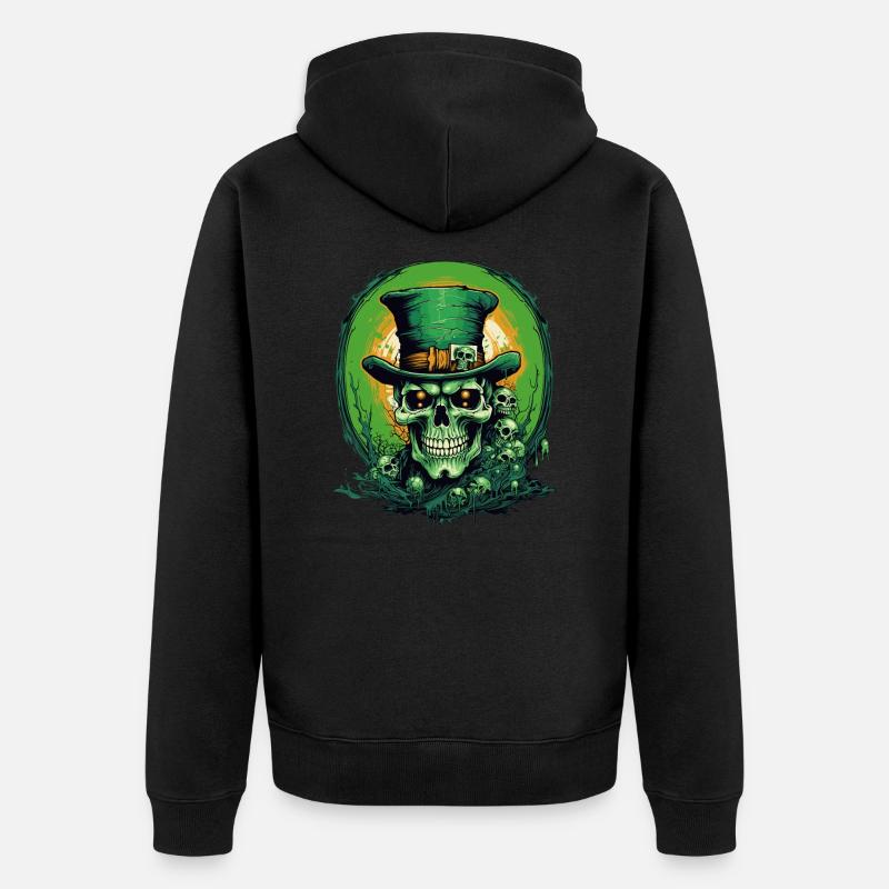 Crâne de la Saint-Patrick - Veste à capuche bio Premium Unisexe - noir