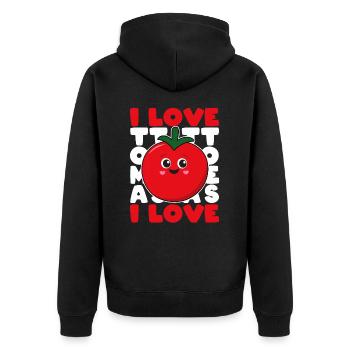 I Love Tomatoes Tomato Tomato Garden Gift - Unisex Premium Organic Zip Hoodie - black - Back - Nico (187cm)
