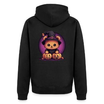 Halloween Teddy Bear - Unisex Premium Organic Zip Hoodie - black - Back - Nico (187cm)