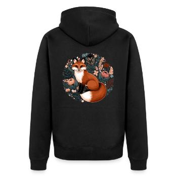 Cottagecore Aesthetics Fox Botany - Unisex Premium Organic Zip Hoodie - black - Back - Nico (187cm)