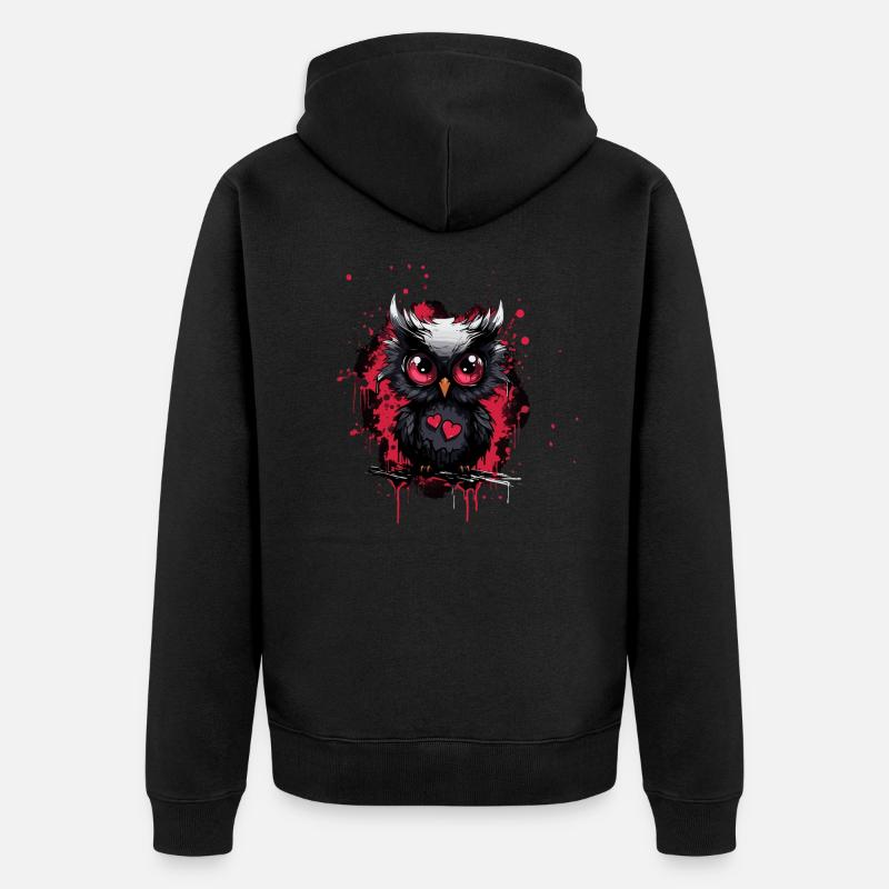 Lustige Eule - Unisex Premium Bio Zip Hoodie - Schwarz