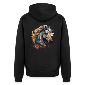 Portrait de cheval - Veste à capuche bio Premium Unisexe - noir - Dos - Nico (187cm)