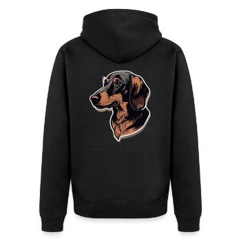Dachshund - Unisex Premium Organic Zip Hoodie - black - Back - Nico (187cm)