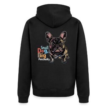 Bouledogue français mignon - Veste à capuche bio Premium Unisexe - noir - Dos - Nico (187cm)