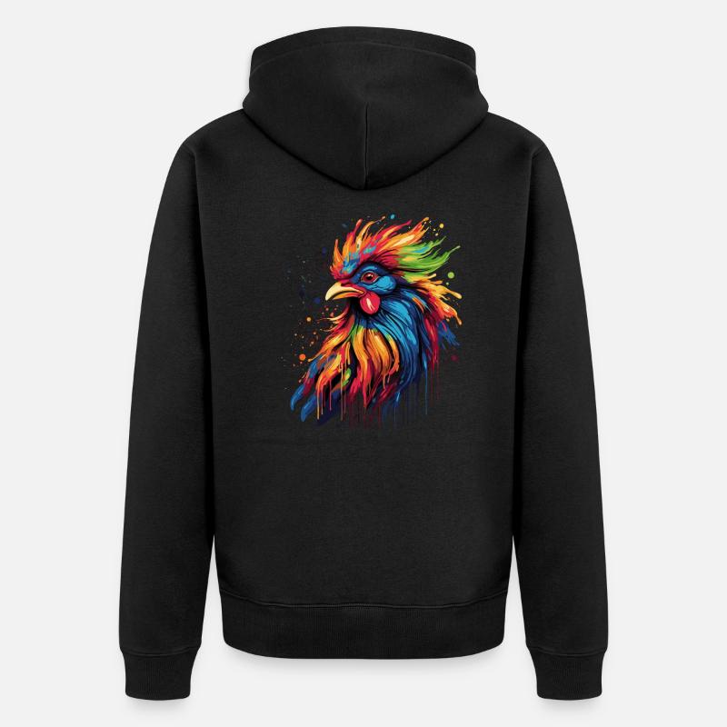 Ein stolzer Hahn - Unisex Premium Bio Zip Hoodie - Schwarz