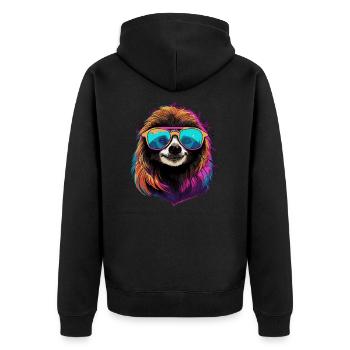 Cooles Faultier - Unisex Premium Bio Zip Hoodie - Schwarz - Hinten - Nico (187cm)