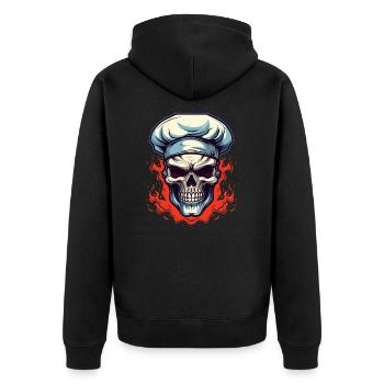 Skull with chef's hat - Unisex Premium Organic Zip Hoodie - black - Back - Nico (187cm)
