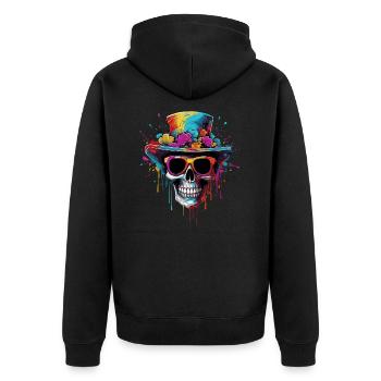 Zombie Hippie - Unisex Premium Organic Zip Hoodie - black - Back - Nico (187cm)