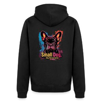 Bouledogue français mignon - Veste à capuche bio Premium Unisexe - noir - Dos - Nico (187cm)