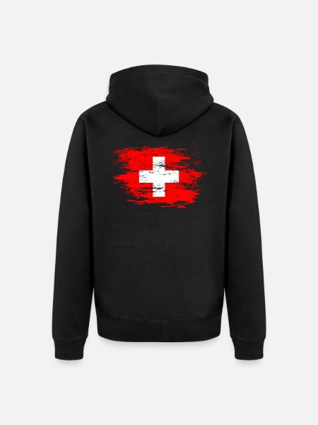 Switzerland flag used - Unisex Premium Organic Zip Hoodie - black