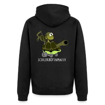 Schildkrötenpanzer - Unisex Premium Bio Zip Hoodie - Schwarz - Hinten - Nico (187cm)