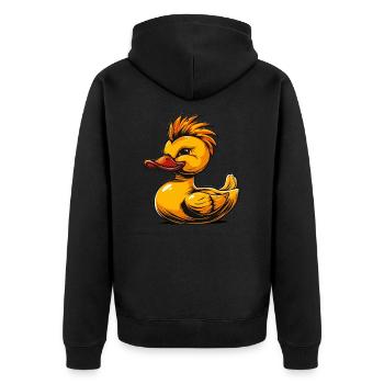Gummientenpunk - Unisex Premium Bio Zip Hoodie - Schwarz - Hinten - Nico (187cm)